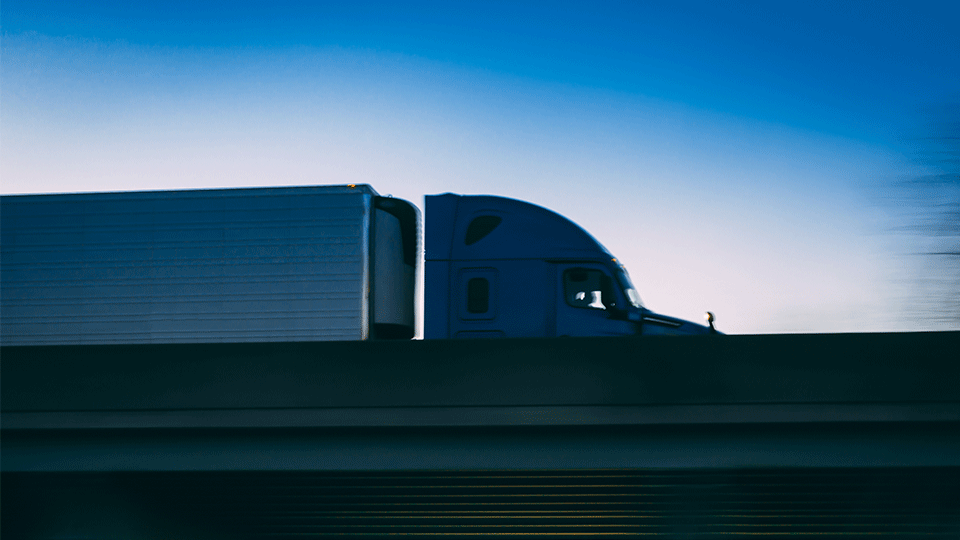 Dry Van on Bridge Going Fast